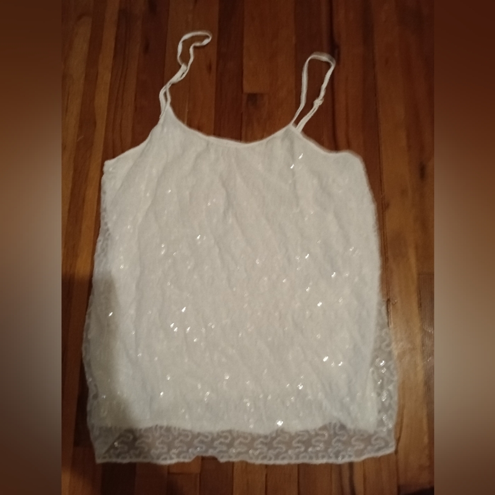 Elegant White Sequin Tank Top